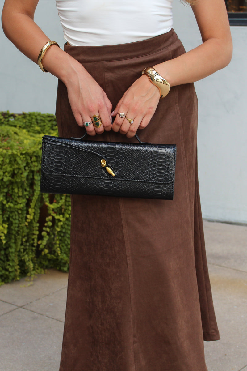 Black Embossed Clutch