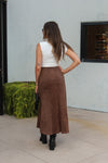 Espresso Brown Suede Maxi Skirt