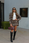 Plaid Oversized Jacket and Mini Skirt Set