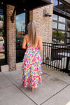 Flower Power Satin Tiered Maxi Dress