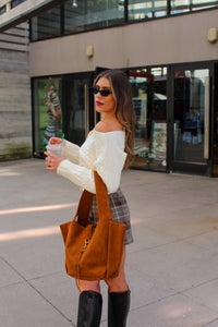 Ivory Off The Shoulder Button Down Sweater