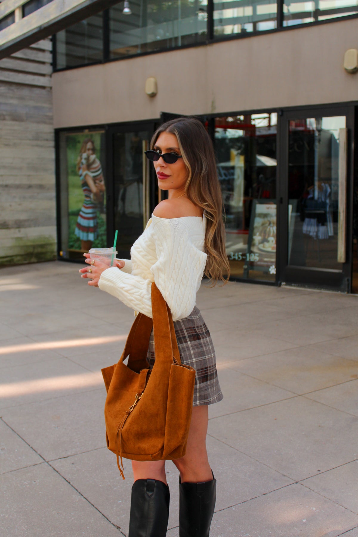 Ivory Off The Shoulder Button Down Sweater