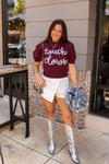 Maroon Touch Down Puff Sleeve Sweater Top