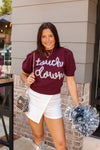 Maroon Touch Down Puff Sleeve Sweater Top
