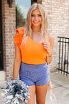 Orange One Shoulder Ruffle Detail Top