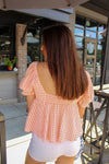 Orange Gingham Wired-V Baby Doll Top