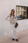 Grey Exposed Seam Knit Maxi Dress