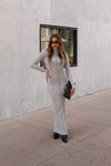 Grey Exposed Seam Knit Maxi Dress