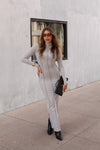 Grey Exposed Seam Knit Maxi Dress