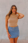 Belted Denim Mini Skirt