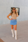 Belted Denim Mini Skirt