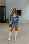 Cropped Denim Trench Jacket