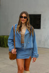 Cropped Denim Trench Jacket