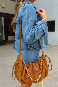 Ophelia Tan Suede Shoulder Bag