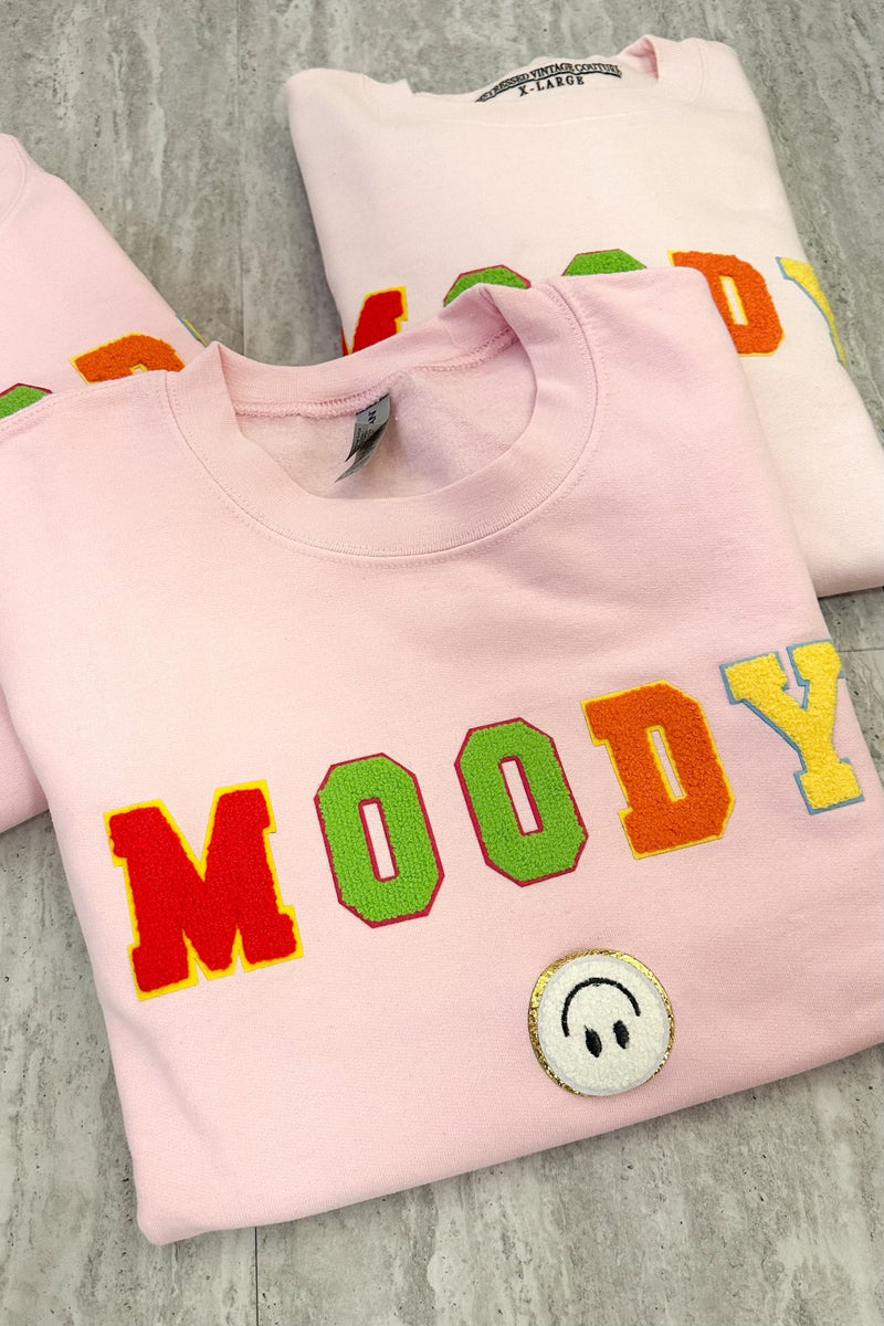 Pink Moody Letter Patch Crewneck