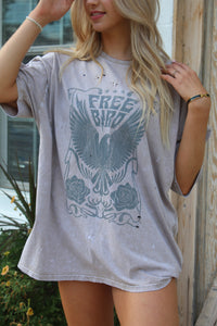 Grey Free Bird Graphic Tee