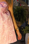 Pink Bow Jacquard Mini Dress