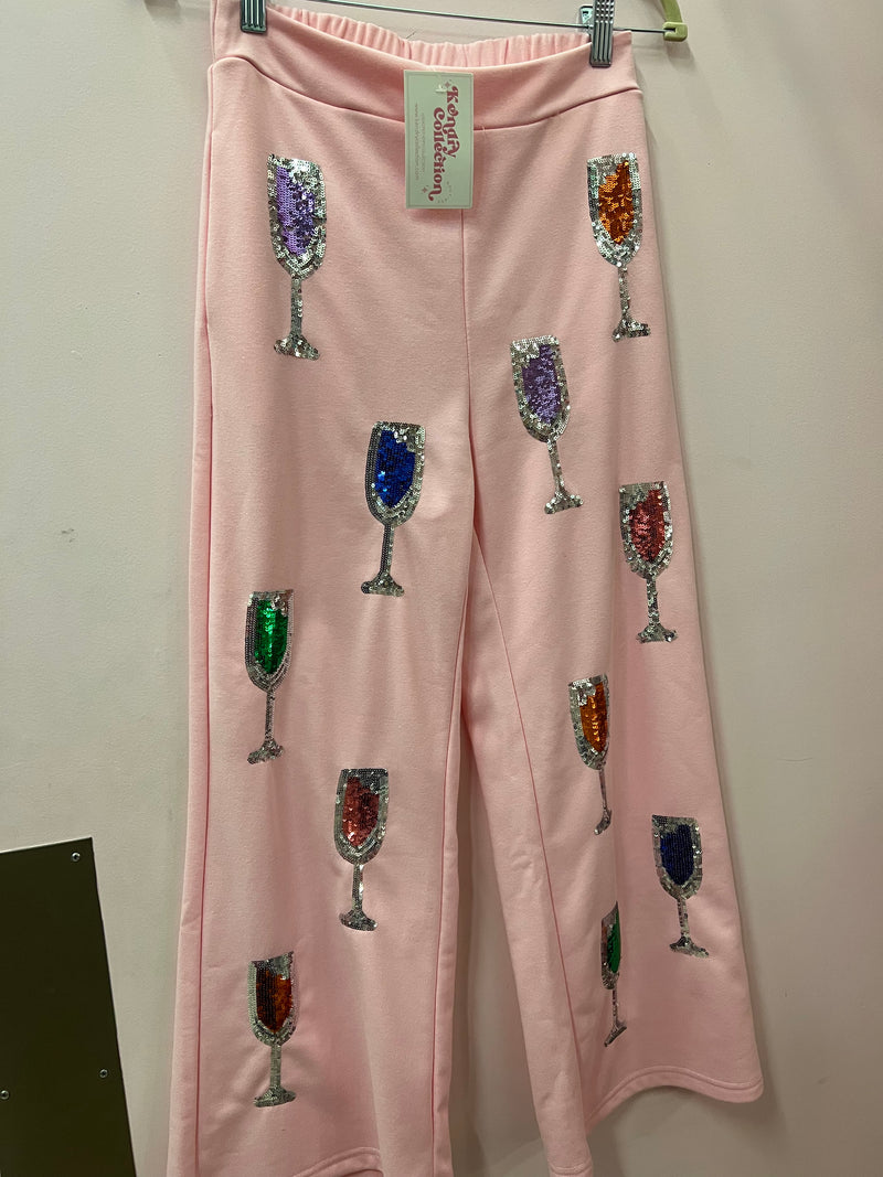 Pink Sparkly Wine Glass Pants
