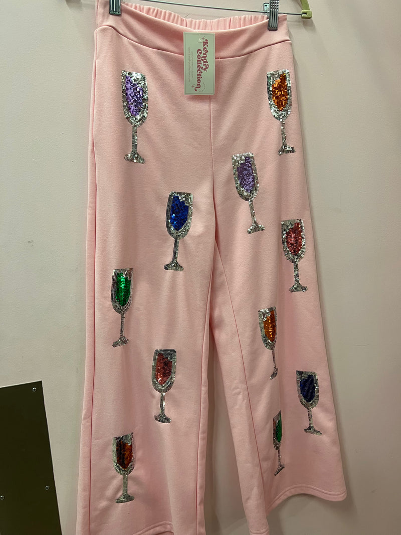 Pink Sparkly Wine Glass Pants