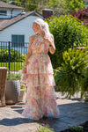 Floral Halter Neck Ruffle Maxi Dress