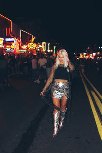 Silver Foil Patch Mini Skirt