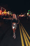 Silver Foil Patch Mini Skirt