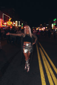 Silver Foil Patch Mini Skirt