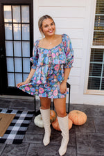 Shimmer Floral Baby Doll Dress