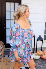 Shimmer Floral Baby Doll Dress