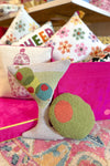 Martini Glass Needle Point Pillow