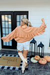 Brown Ruffle Detail Button Down Top