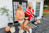Red Cropped Turtle Neck Striped Sweater