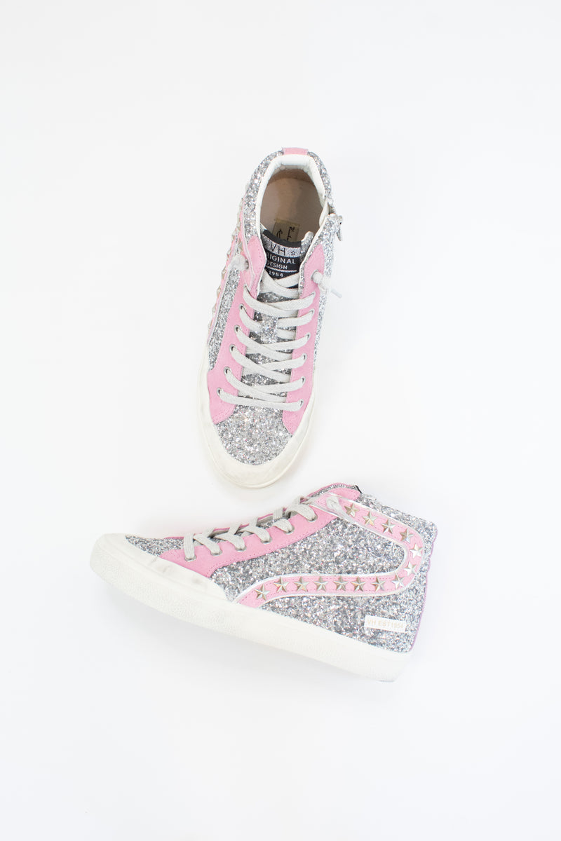 Ilana Silver Glitter Vintage Havana High Top Sneaker