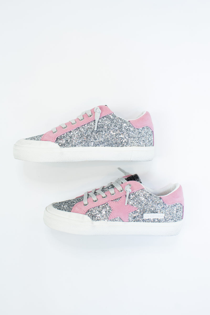 Ilana Silver Glitter Vintage Havana Low Top Sneaker