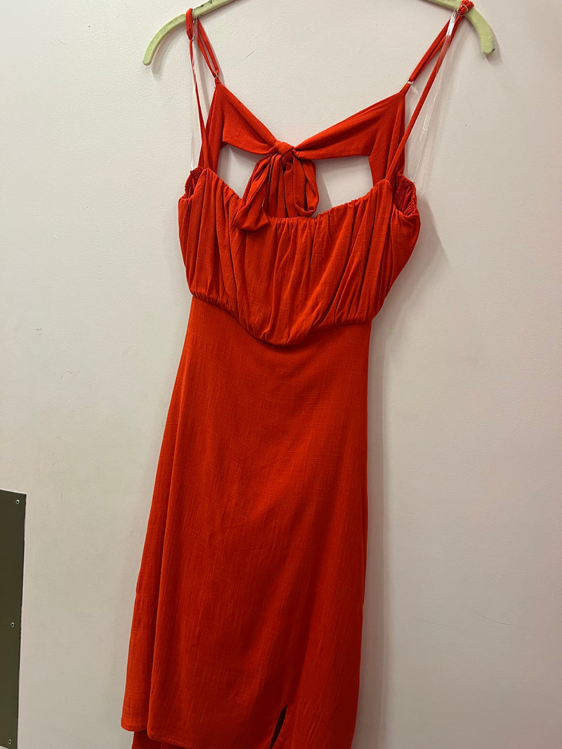 Red Tie Flowy Dress