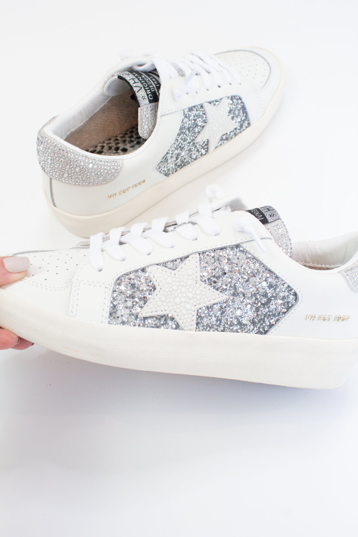 Georgette Silver Glitter Vintage Havana Low Top Sneaker