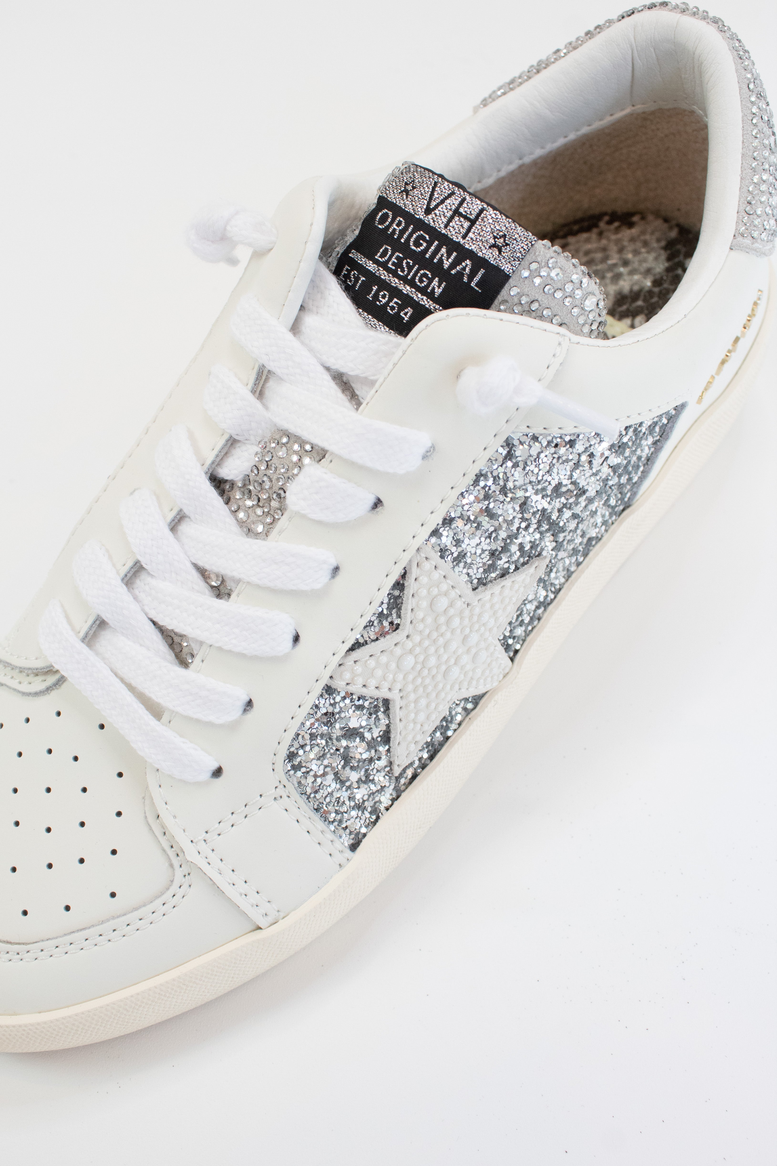 Georgette Silver Glitter Vintage Havana Low Top Sneaker - Kendry