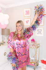 Pink Christmas Lights Sequin T-Shirt Dress