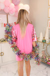 Pink Christmas Lights Sequin T-Shirt Dress