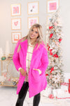Hot Pink Faux Fur Pea Coat