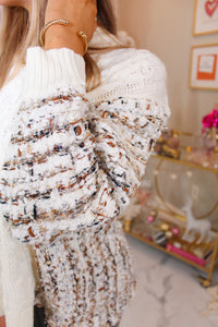 Cream Cable Knit Sparkly Detail Sweater