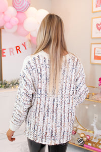 Cream Cable Knit Sparkly Detail Sweater