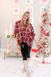 Red Oversized Plaid Button Down Top