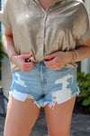 Maranda Light Wash Distressed Denim Shorts