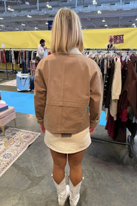 Taupe Barn Jacket With Brown Gingham Detail