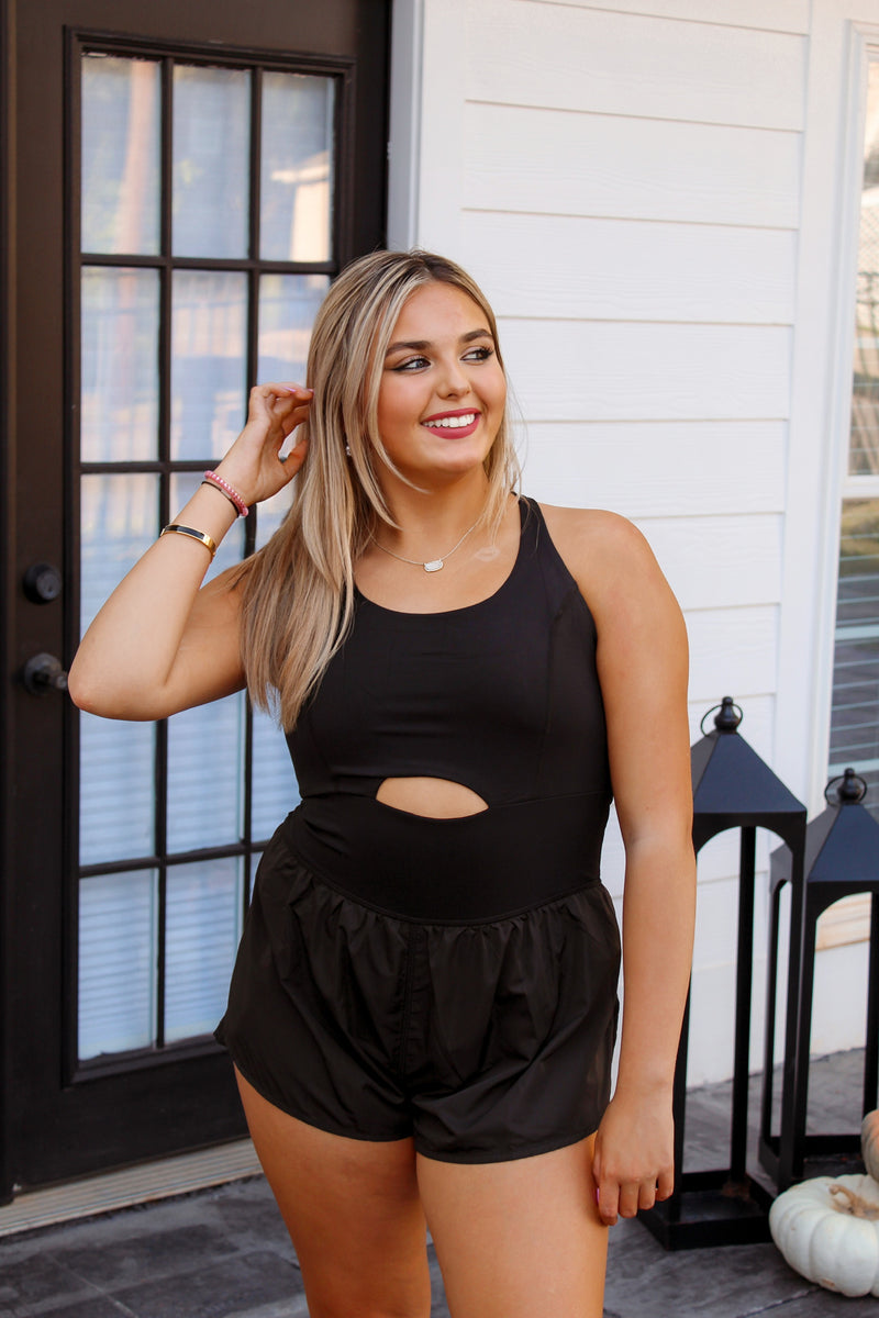 Black Athletic Romper