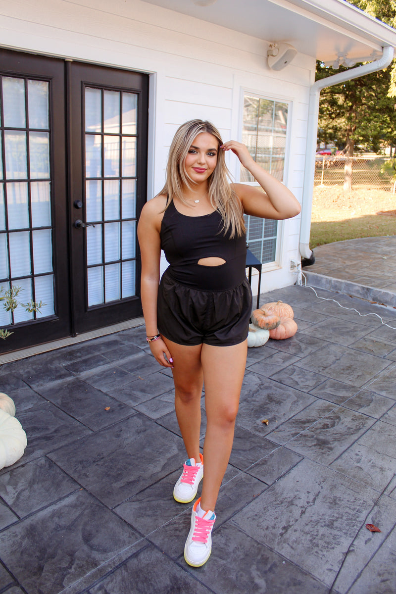 Black Athletic Romper