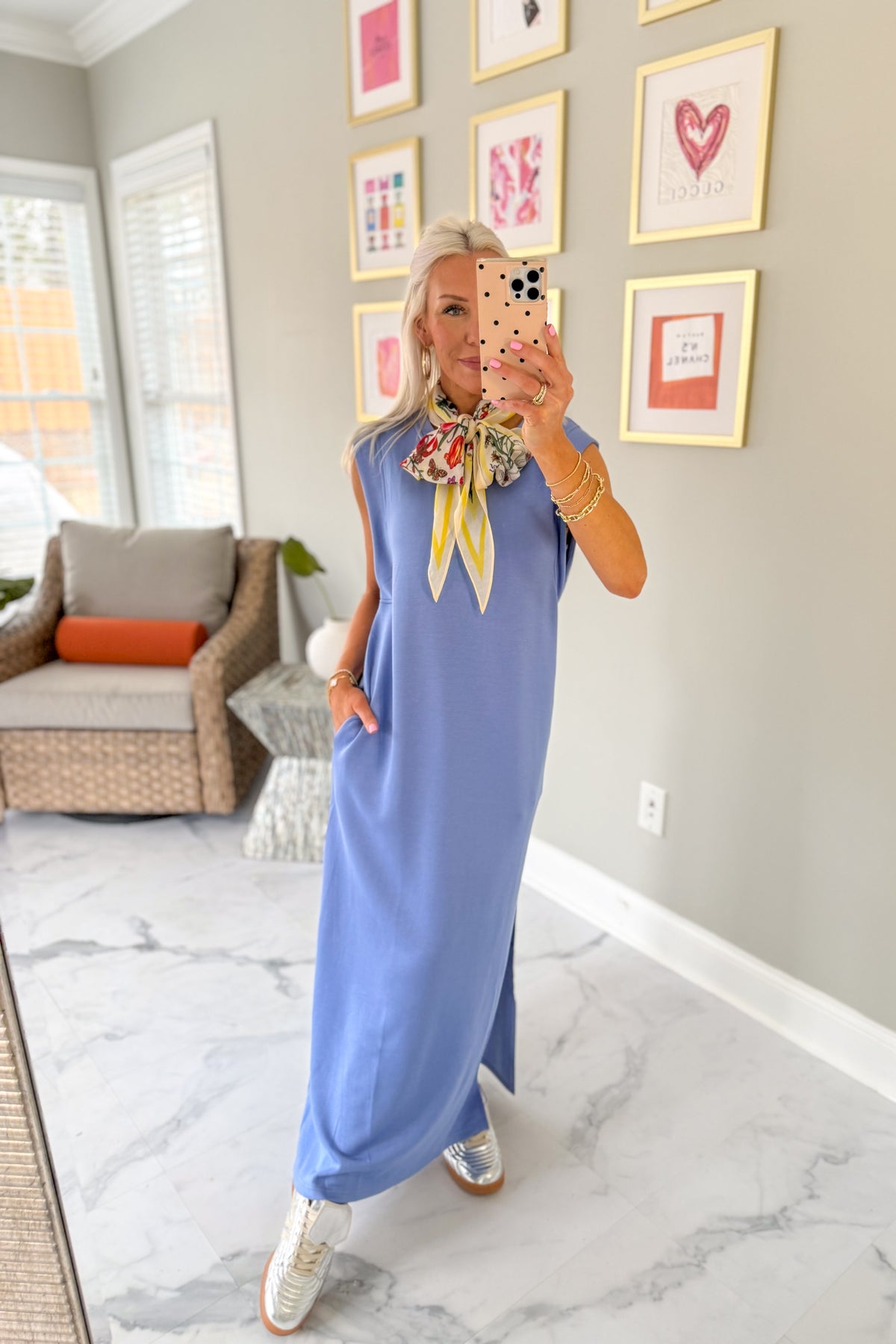Blue Sleeveless Casual Maxi Dress