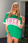 Green Sequin Golf Patch Rugby Top