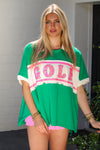 Green Sequin Golf Patch Rugby Top